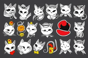 black cat with a funny hat and a sweater tattoo idea