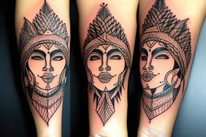 Face of an Indian woman with a headdress to tattoo on her forearm tattoo idea