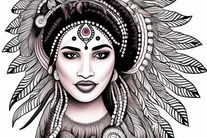 Face of an Indian woman with a headdress to tattoo on her forearm tattoo idea