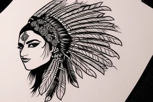 Face of an Indian woman with a headdress to tattoo on her forearm tattoo idea