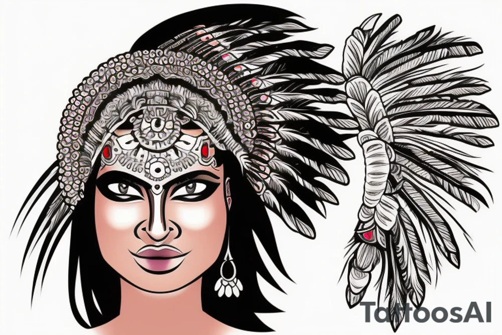 Face of an Indian woman with a headdress to tattoo on her forearm tattoo idea