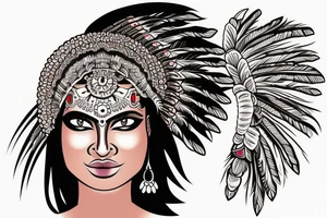 Face of an Indian woman with a headdress to tattoo on her forearm tattoo idea