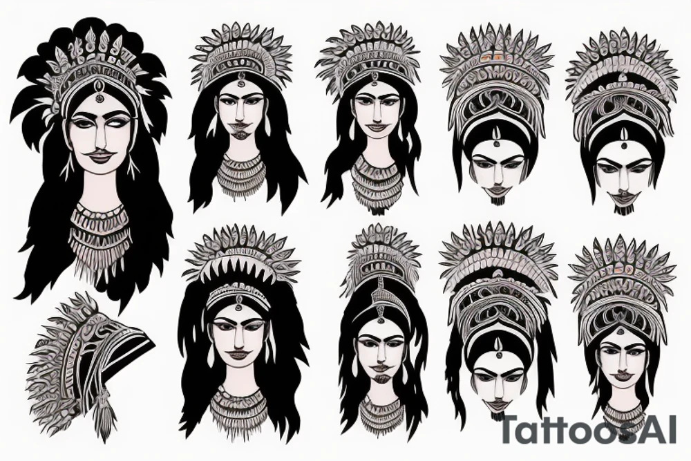 Face of an Indian woman with a headdress to tattoo on her forearm tattoo idea