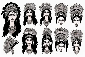 Face of an Indian woman with a headdress to tattoo on her forearm tattoo idea