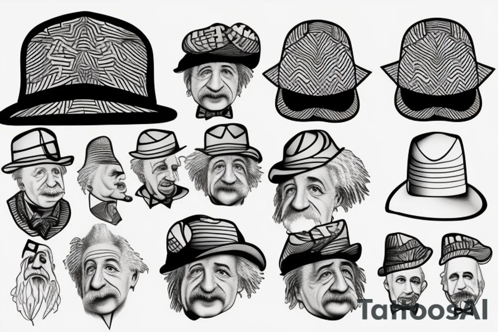 Albert Einstein wearing a hat tattoo idea