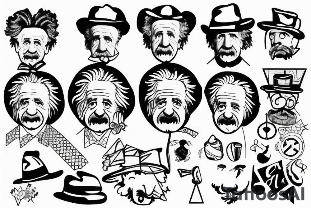Albert Einstein wearing a hat tattoo idea