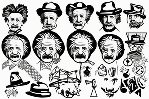 Albert Einstein wearing a hat tattoo idea