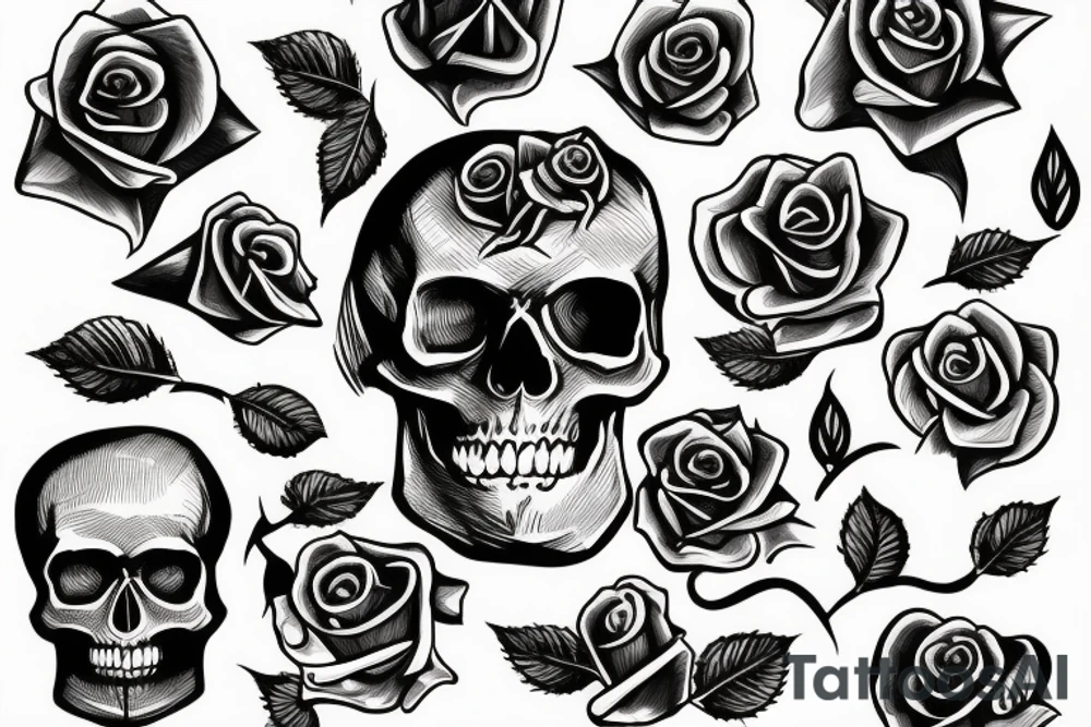 Skull with a rose tattoo idea
