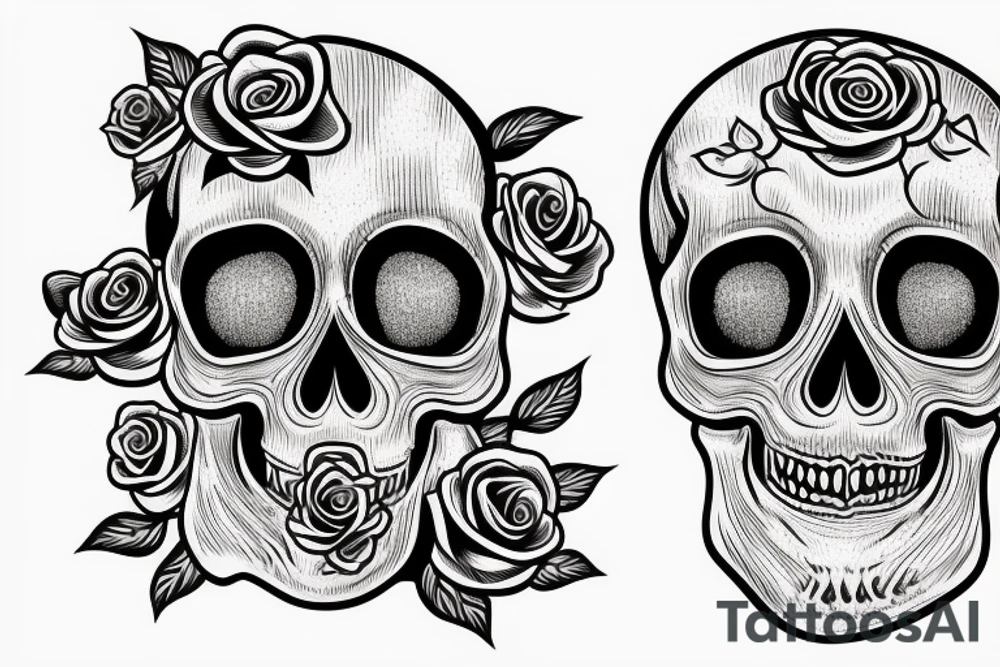 Skull with a rose tattoo idea