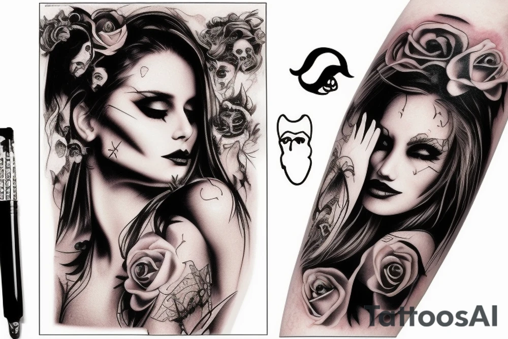 heaven and hell scene with realistic female face tattoo idea heaven and hell scene with realistic female face tattoo idea