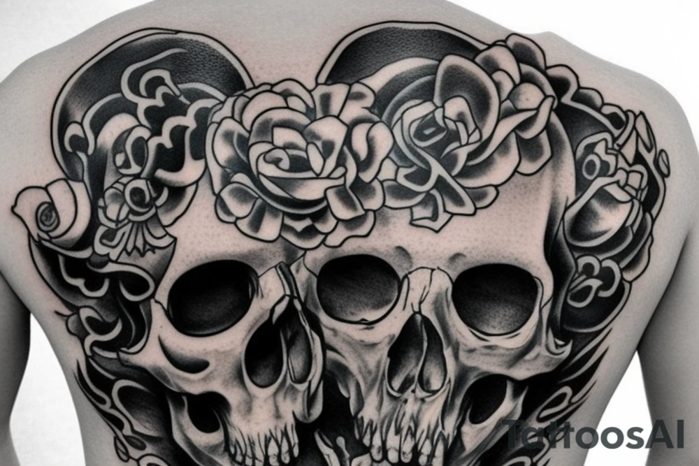 back piece scull tattoo idea