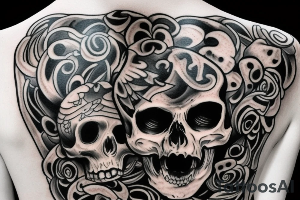 back piece scull tattoo idea