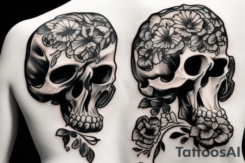 back piece scull tattoo idea