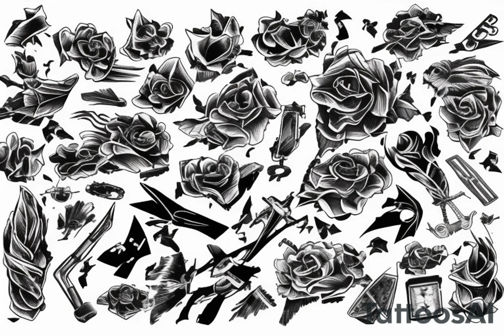 Tornado touch down on field with wind and debris tattoo idea