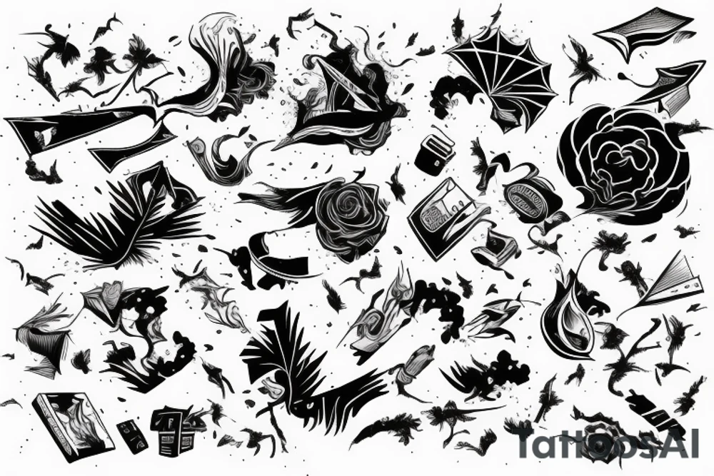 Tornado touch down on field with wind and debris tattoo idea