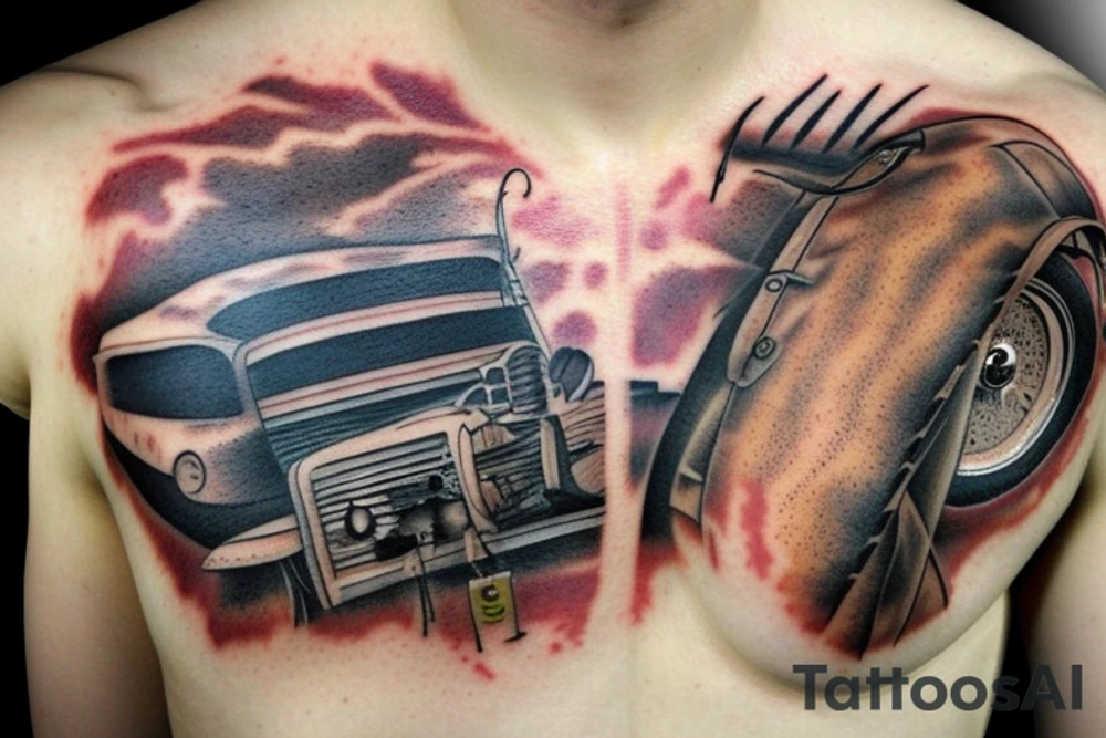 F5 tornado touching down in a field tattoo idea