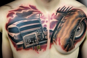 F5 tornado touching down in a field tattoo idea