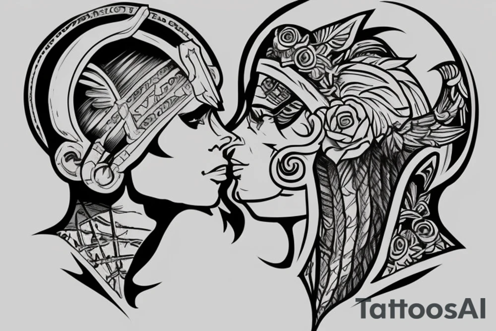 roman solider side profile full body tattoo idea