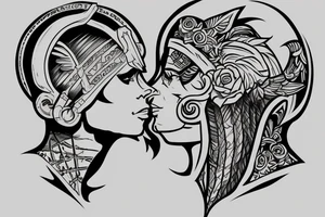 roman solider side profile full body tattoo idea