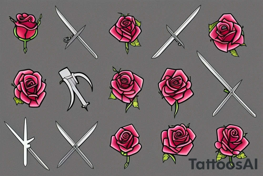 a sword piercing througha rose tattoo idea