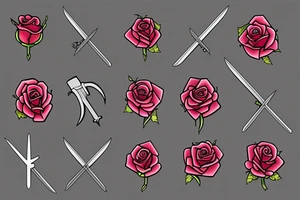 a sword piercing througha rose tattoo idea