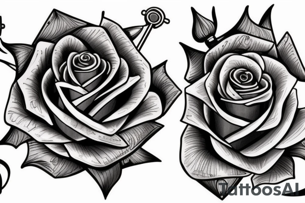 a sword piercing througha rose tattoo idea