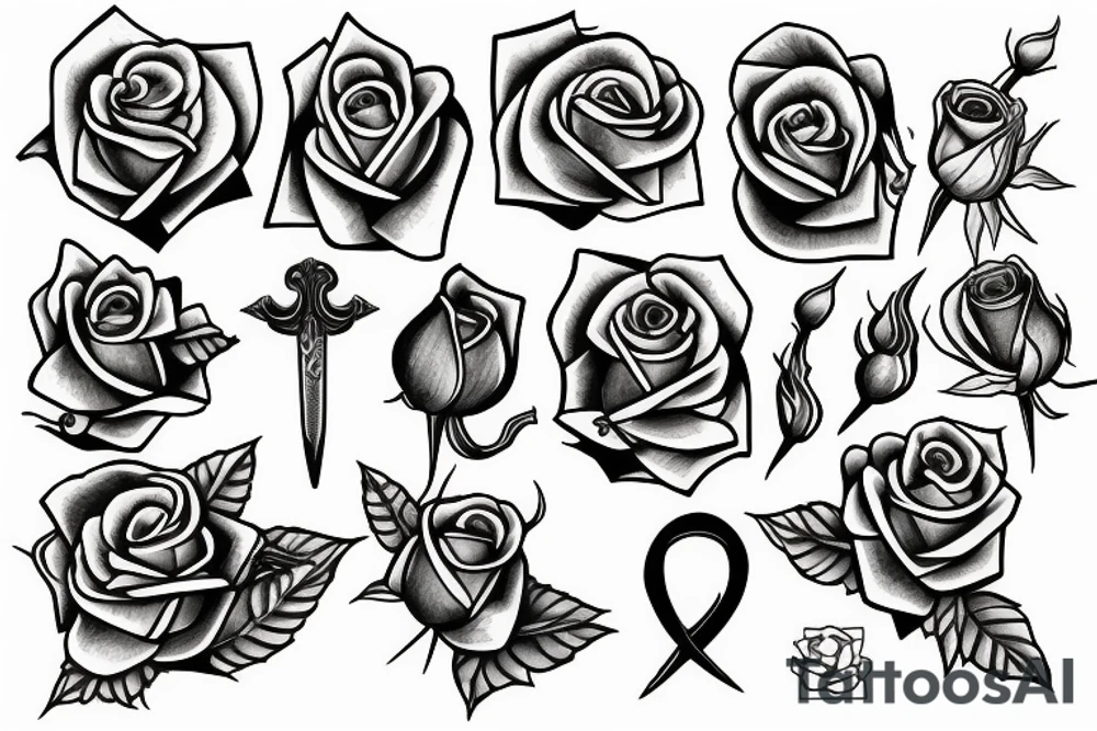a sword piercing througha rose tattoo idea