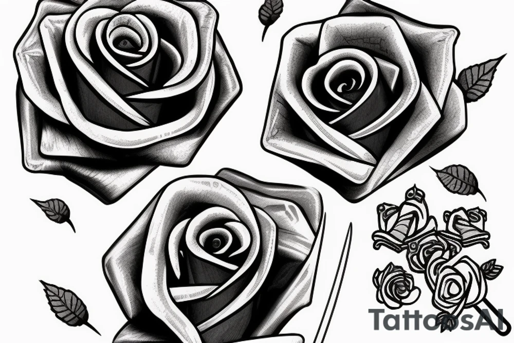 a sword piercing througha rose tattoo idea