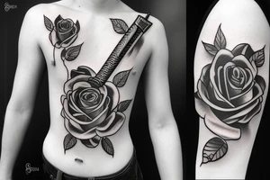 a sword piercing througha rose tattoo idea