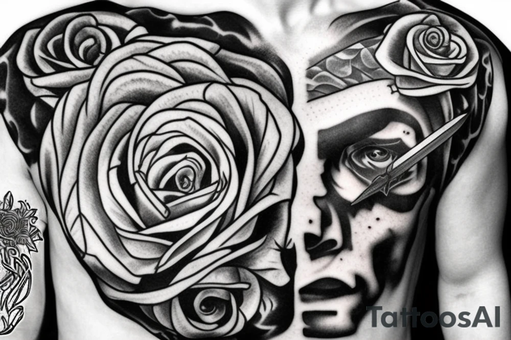 a sword piercing througha rose tattoo idea