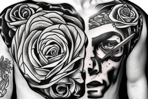 a sword piercing througha rose tattoo idea