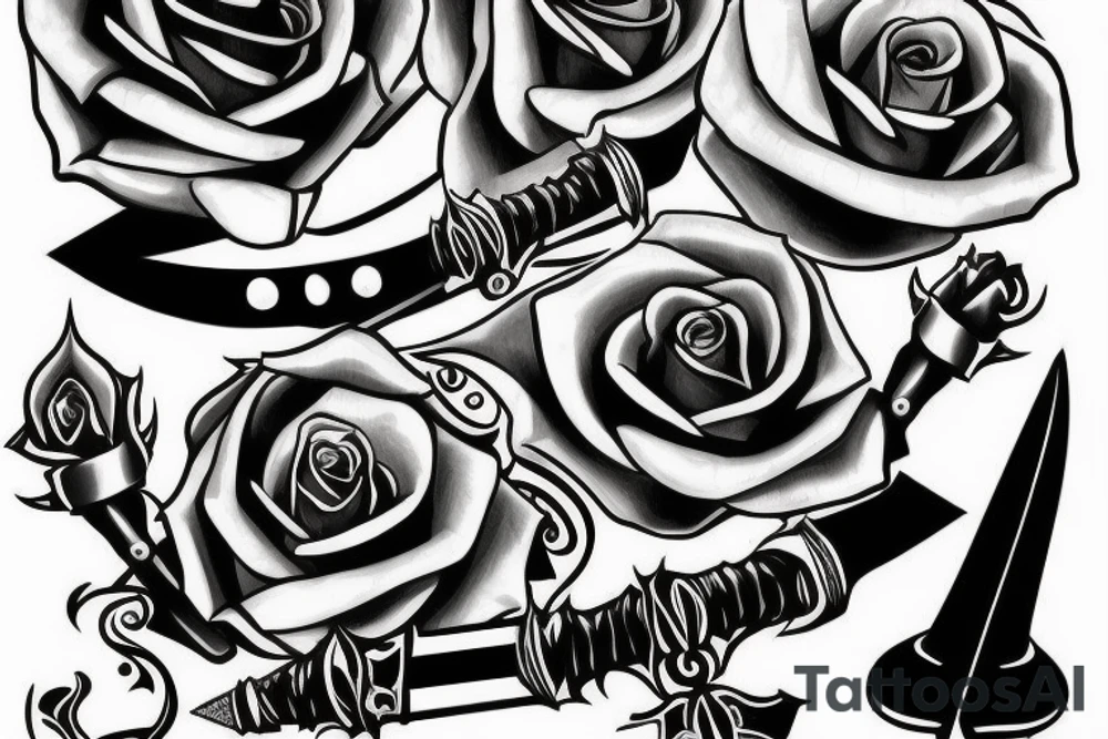 a sword piercing througha rose tattoo idea
