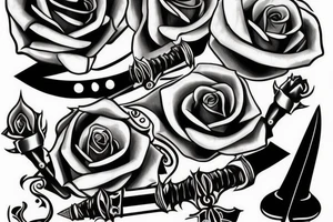 a sword piercing througha rose tattoo idea