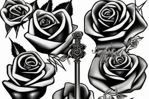 a sword piercing througha rose tattoo idea