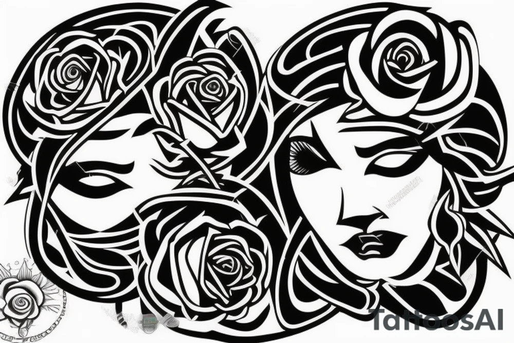 a sword piercing througha rose tattoo idea