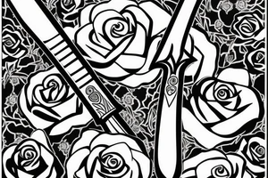 a sword piercing througha rose tattoo idea
