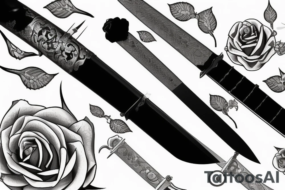 a sword piercing througha roseKATANA ROSE tattoo idea