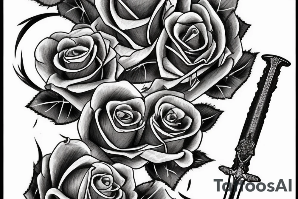 a sword piercing througha roseKATANA ROSE MORE SWORD tattoo idea