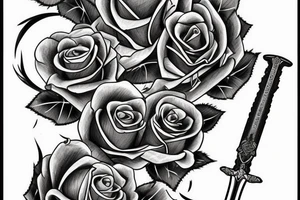 a sword piercing througha roseKATANA ROSE MORE SWORD tattoo idea