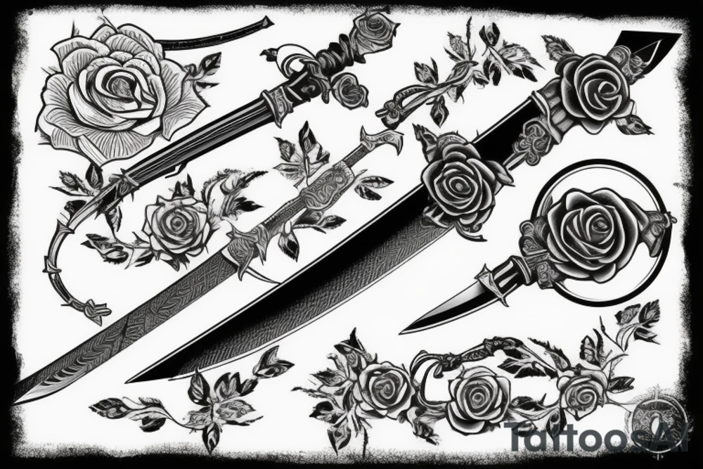 a sword piercing througha roseKATANA ROSE MORE SWORD tattoo idea
