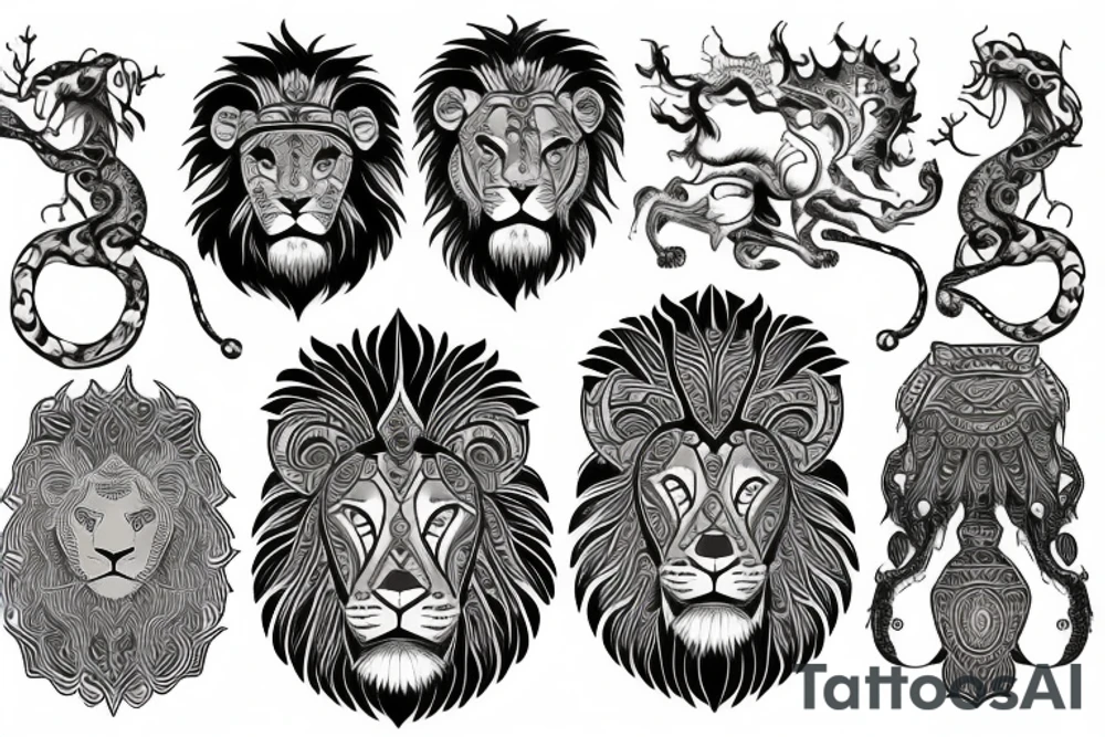 lion god symbolic tattoo idea