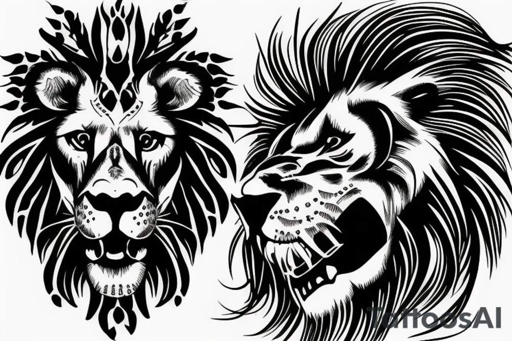lion skull tattoo idea