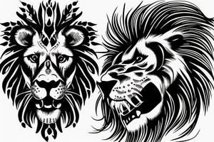 lion skull tattoo idea