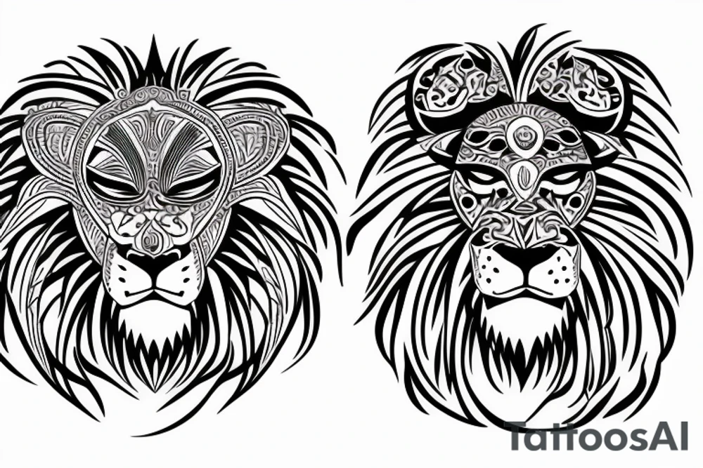 lion skull tattoo idea