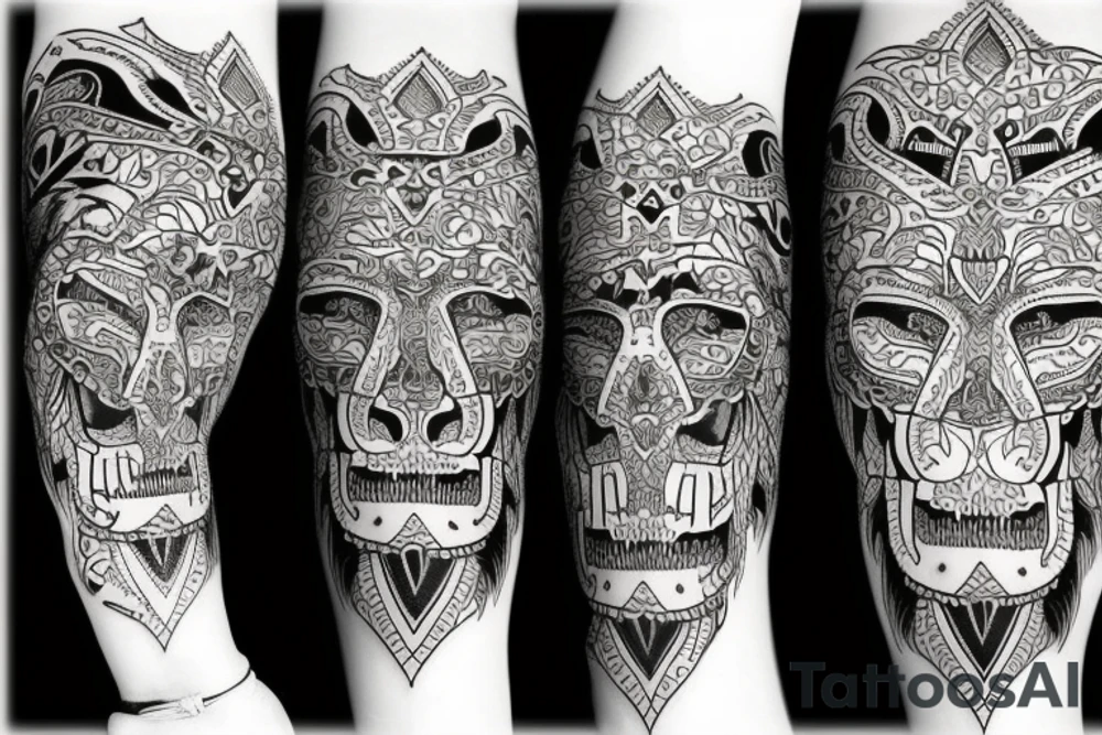 lion skull tattoo idea