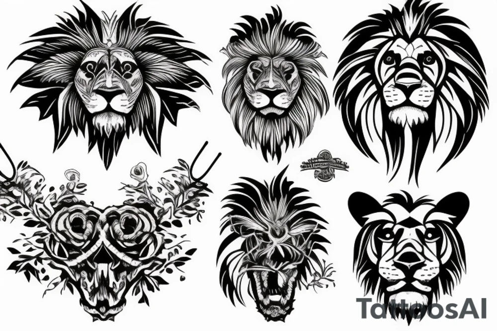 lion skull tattoo idea
