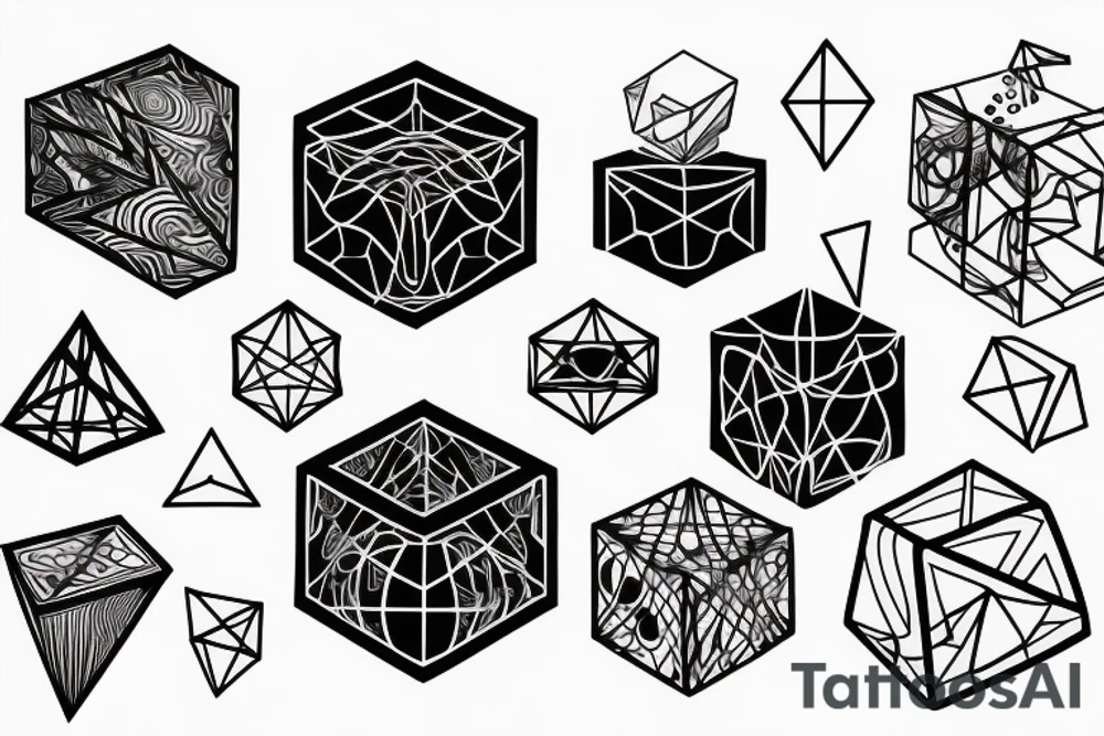 geometrical cube tattoo idea