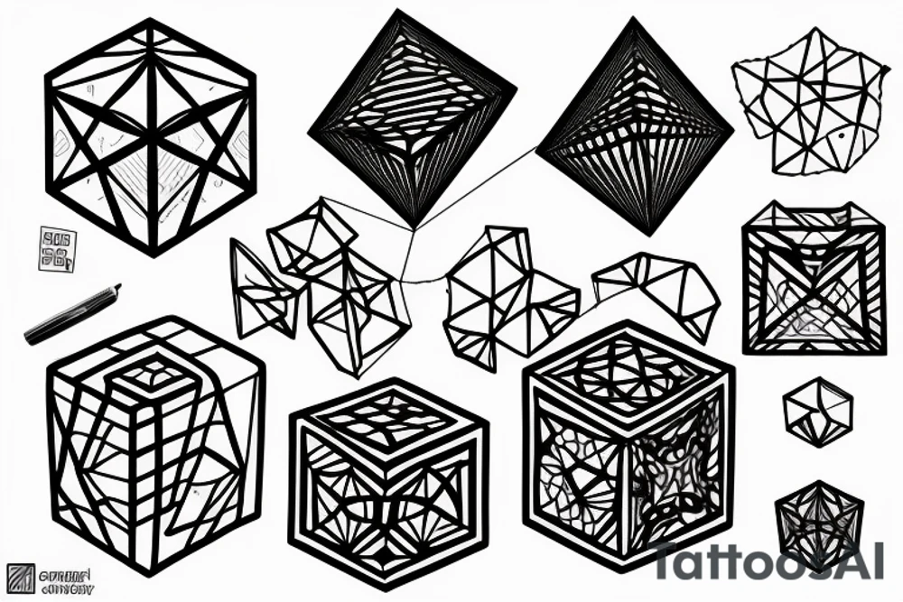 geometrical cube tattoo idea