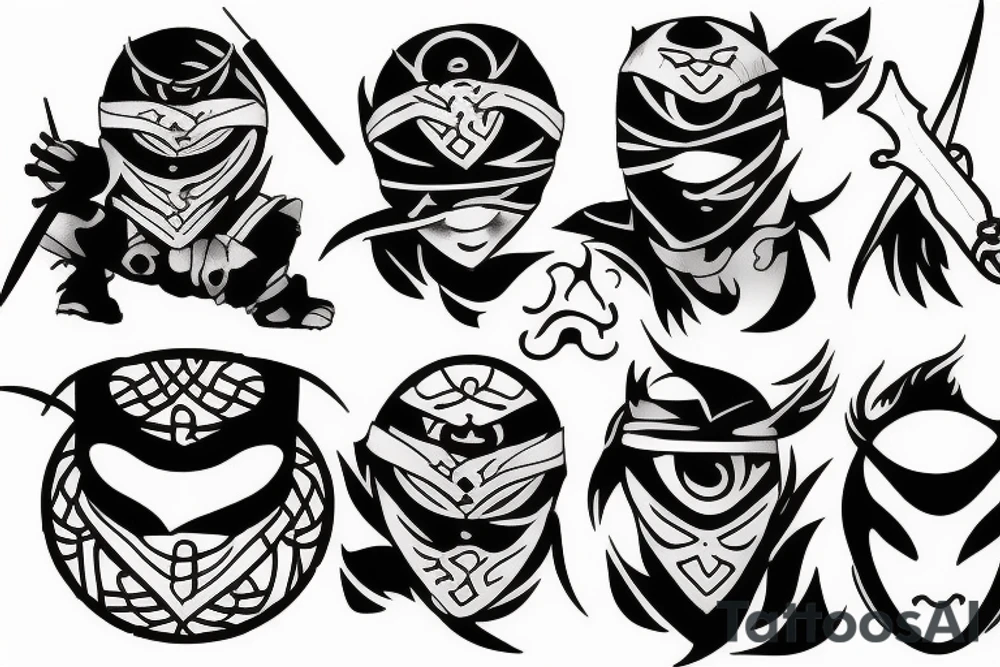 ninja blackwork tattoo idea
