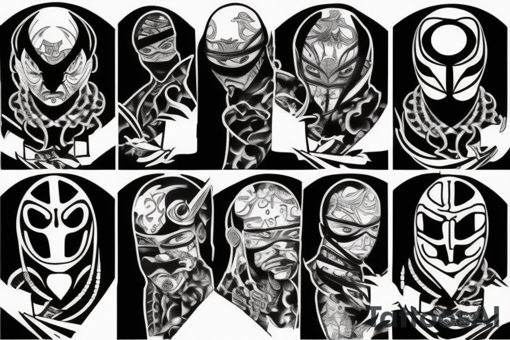 ninja blackwork tattoo idea